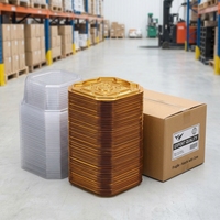 Boîte d'emballage alimentaire jetable écologique en PET, carrée, transparente, avec couvercle, or, blanc, noir, 165 mm, 205 mm, pour hamburgers, sandwichs, pâtisseries, sushis, gâteaux