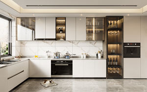 Free Planning Service for Modern White <b>Kitchen</b> Cabinets All-in-One <b>Kitchen</b> <b>Furniture</b> with Sink and Island - Product Image 5