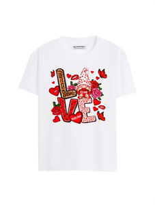 Olaryo&Co T-shirt da donna a maniche corte per San Valentino, girocollo, stampa cuore leopardato, top casual primavera estate 100% cotone - Product Image 1