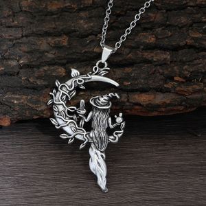 Collar con Colgante de Bruja Gótica de Halloween con Calavera, Luna y Estrella, Sombrero Mágico Misterioso, Escoba de Bruja, Joyería de Moda Gótica para Fiesta Rock, Regalo - Product Image 3