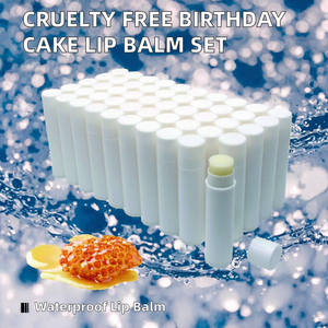 Baume à lèvres hydratant et waterproof au parfum fruité, format voyage, design personnalisé, sans cruauté animale, faible MOQ, en forme de gâteau d'anniversaire - Product Image 2