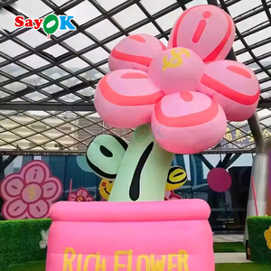 Sayok, maceta <span class=keywords><strong>de</strong></span> flores inflable gigante, decoración comercial, luz LED, flor rica inflable con Base - Product Image 4