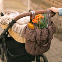 Panier de rangement suspendu pour poussette à motifs, sac de rangement pour couches, organisateur de poussette à carreaux, organisateur suspendu pour bébé