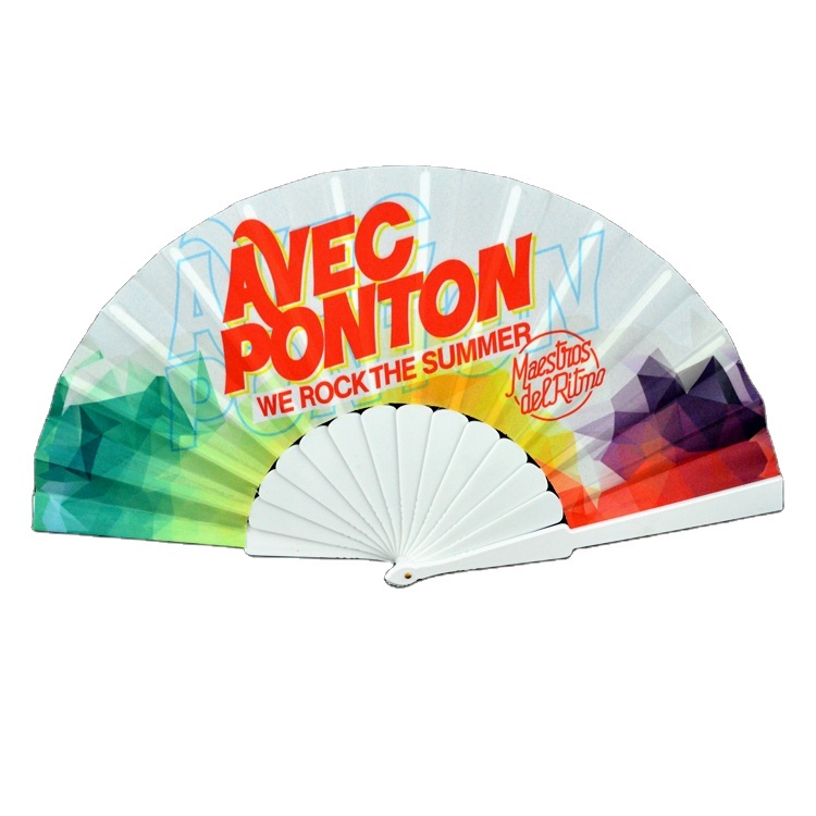 Factory  Wholesale Customized  Promotional Plastic Bulk Hand Fan with Fabric Surface