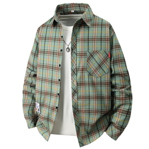 Chemise en flanelle à carreaux pour homme, taille plus, design personnalisé, col rabattu confortable, manches longues, veste à simple boutonnage, fil teint - Product Image 4