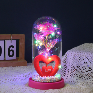 Hot bán óng ánh hoa hồng với Glowing Red trái tim bên trong một Glass Dome hoa nhân tạo - Product Image 4