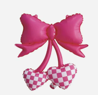 Ballons en aluminium MIQI Ins Pastel Nœud Papillon à motif quadrillé, flottants à l'hélium, en forme de cœur, pour décoration de table de fête romantique, logo personnalisé