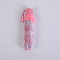 Parapluie à fleurs en plastique POE transparent à 3 plis de 21 pouces Design clair et coloré pour le contrôle manuel des cadeaux