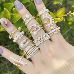 2022 New Arrival Fashion 18 Karat Gold Schöne Messing Perlen ringe für Frauen