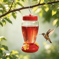 Mangeoire à oiseaux suspendue en plastique de grande capacité (850 ml / 28 oz) pour jardin extérieur, avec 4 ports pour fleurs et perchoirs, pour colibris et nectar