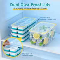 Bac à glaçons en silicone sans BPA personnalisé par Waker Manufacturer, lot de 4, avec bac de rangement pour congélateur, lot de 4, 48 cubes, bac à glaçons en silicone
