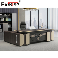 Bureau de Direction Moderne Ekintop en Bois, Design de Table de Bureau Exécutif, Bureau en L de Luxe pour Manager et PDG