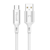 Cable Miccell trenzado de C a C, cable USB tipo C a tipo C de carga rápida, transferencia de datos de alta velocidad, cable de carga USB-C duradero y tejido.