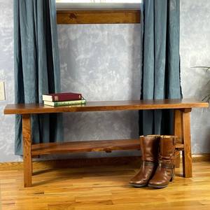 Banco de Entrada de Madera Maciza con Estante, Diseño Rústico, Zapatero, Tamaño Personalizable, Independiente - Product Image 4