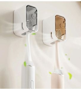 Plastic Electric Toothbrush <b>Storage</b> <b>Rack</b> Wall Mounted Flip-top Tooth Brush <b>Rack</b> Waterproof Dustproof Toothbrush Holder - Product Image 1