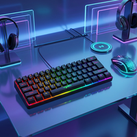 Mini clavier USB HXSJ V700 60% fortement recommandé pour PC de jeu blanc Design ergonomique compact avec sensation durable Nouveau produit
