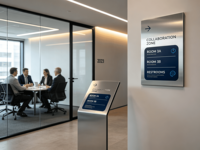 Kiosque tactile mural SERENA avec boîtier ABS pour affichage numérique, fonction de guidage pour les bâtiments et les bureaux
