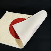 Tapis de sol en peluche à pompons motif pomme rouge de dessin animé, en tissu floqué, lavable, de forme carrée, tapis décoratif pour salon