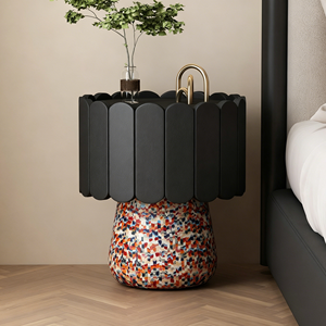 French Cream Style Luxury Solid Wood Nightstand Creative Design Bedroom <strong>Storage</strong> <strong>End</strong> <strong>Table</strong> - Product Image 4