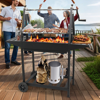 Santa Maria Barbecue au charbon de bois Grille extérieure réglable en acier inoxydable Barbecue argentin