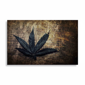 Vintage Grunge Cannabis <b>Leaf</b> Printed Canvas - Elegant Room <b>Decor</b>,WRAPPED CANVAS - Product Image 2