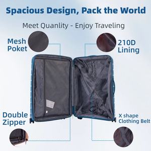 <span class=keywords><strong>Kit</strong></span> Valigia in PP Pronto per il Viaggio 14-28 Pollici Espandibile 8 Ruote Silenziose Lucchetto Antifurto a Catena Fodera 210D - Product Image 4