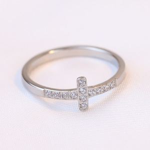 <b>Cross</b> Crystal Fashion <b>Ring</b> Slim Band Crystal Accent Gold Color <b>Silver</b> Color for Women Gift Jewelry - Product Image 6