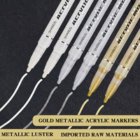 Marqueur acrylique or, argent, blanc, stylo surligneur artistique, ensemble de couleurs métalliques pour étudiants, peinture, marquage, non effaçable, fabriqué en Chine S345-G