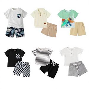 Conjuntos de Ropa Casual de Verano de Algodón para Niños de 0 a 12 Años, Nuevos Diseños de Manga Corta Sin Marca, Modelo B+ TZ-037 - Product Image 1