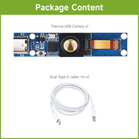Kamera Termal USB Waveshare Tipe-C Modul IR Gelombang Panjang untuk Raspberry Pi 5/4/3 Zero 80x62 Piksel 25 FPS FOV & Konektor A671