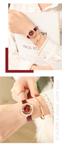 Reloj de Pulsera de Cuero para Mujer con Esfera Redonda, Cristal y Adornos de Diamantes - Product Image 2