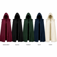 Mittelalterlicher Kapuzenumhang mit Spitze für Damen, Burgunderrot, Viktorianisch-Gotisches TV-Halloween-Kostüm, Exquisite Stickerei-Verzierung, Mehrschichtiges Polyester