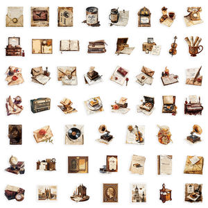 52 Pezzi/Sacchetto Adesivi Decorativi Trasparenti con Lettere Vintage Cartoon, Adesivi Personalizzati in PET per Diari, Scrapbook e Lettere Fai-da-Te - Product Image 6