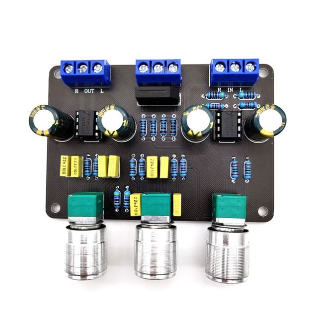 MLK Dual NE5532 Preamplifier Board Audio Equalizer Preamp Treble Bass Tone Control Pre Amplifier DIY Preamplifier Module