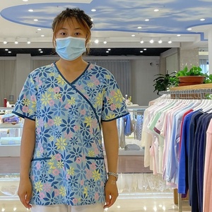 Uniforme médical d'hôpital classique à col en V respirant en tissu tissé unisexe pour les médecins personnalisé - Product Image 5