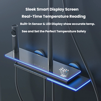 Système de douche filtrant à la vitamine C avec affichage LED de la température, commande par touches piano, étagère large et douche pluie surélevée