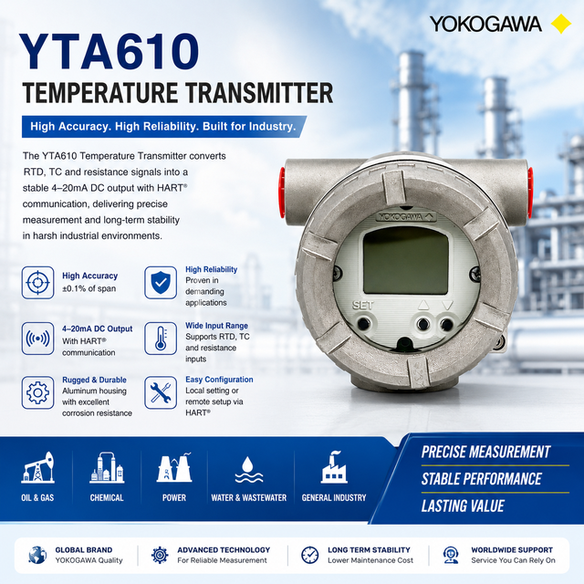 Original Smart YTA610 Temperature Transmitter High Accuracy Industrial Temperature Sensor 4-20mA HART Signal Converter