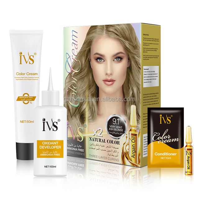 IVS Ammonia-Free Permanent Very Light Ash Blonde Hair Dye Cream Colorful Professional OEM Hair Color for Professional Use