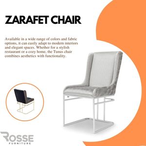 Silla de Comedor de Lujo Zarafet, Patas de Acero Inoxidable Cromadas, Tapizada, Diseño Moderno, Muebles para el Hogar, Turquía - Product Image 2