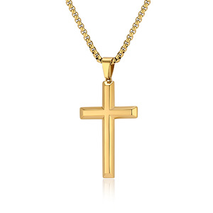 Minimalist, cool, yunnique style <b>titanium</b> steel cross necklace with geometric polished finish, niche design, and co - Product Image 5