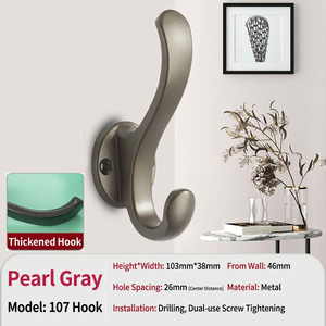 ตะขอแขวนผนังอะลูมิเนียมแบบไม่ต้องเจาะ KEGAO สำหรับห้องน้ำ ห้องครัว ประตูทางเข้า <span class=keywords><strong>ตู้</strong></span>เสื้อผ้า ตะขอเดี่ยว - Product Image 5