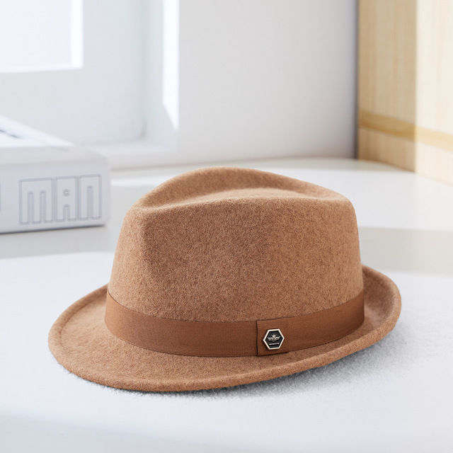 2025 Autumn New 100% Wool Felt Short Brim Fedora Hat for Men Women Fashion Outdoor England Style Trilby Hat