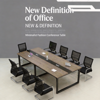 Table de conférence de bureau moderne minimaliste extensible et écologique - 1,6 m - 6 m - Gestion intégrée des câbles - Usage commercial intensif