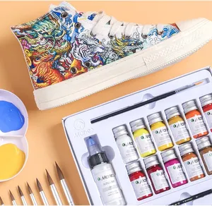 Set di pittura di tessuto professionale pittura scarpe tessili Graffiti dipinti a mano fai da te acrilico 24 colori OEM arte vetro tossico