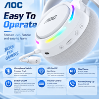 Casque de jeu sans fil AOC avec microphone, éclairage RGB, écouteurs stéréo pour PC Gaming, pour les joueurs d'e-sport, vente en gros