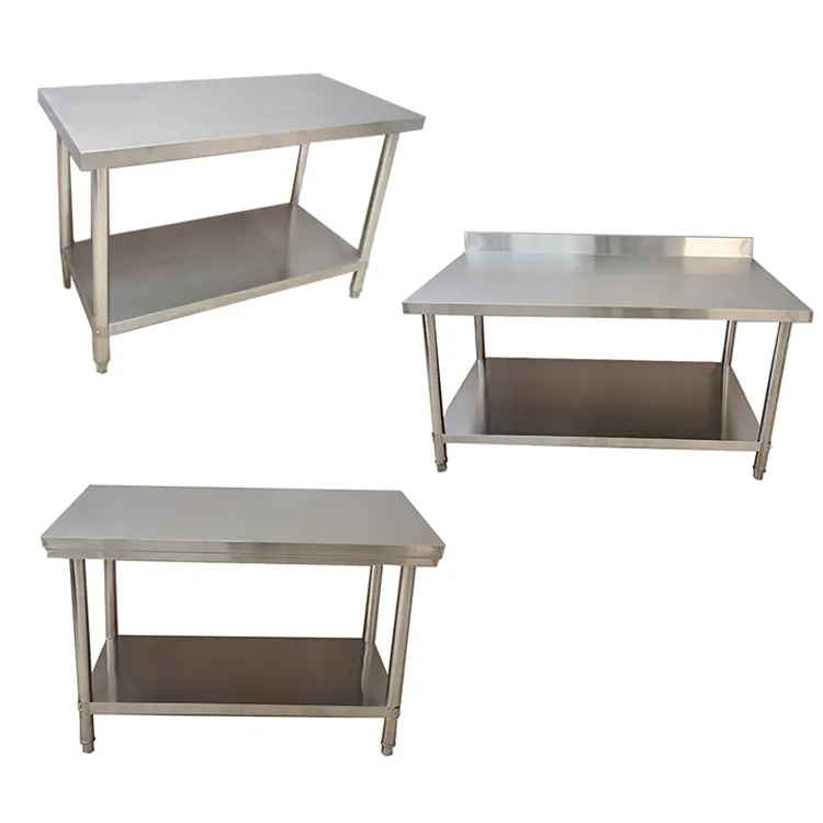 Tavolo da lavoro commerciale in acciaio inossidabile di grandi dimensioni con tavolo in acciaio inossidabile personalizzato con paraspruzzi
