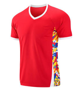 เสื้อยืดกีฬาผู้ชายสีขาว คอวี แขนสั้น แห้งเร็ว ผ้าถัก ลายสีสันสดใส ทรงปกติ - Product Image 5