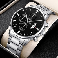 Montre Homme Tendance en Acier Inoxydable, Montre-Bracelet à Quartz de Luxe avec Calendrier, Montres Professionnelles pour Homme, Horloge Montre Homme