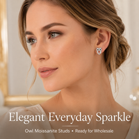 Boucles d'oreilles pour femmes en argent sterling 925, motif hibou, pavé de moissanite couleur D VVS, bijoux en gros avec certification GRA – Meilleures ventes