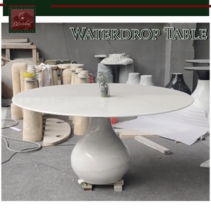 Mesa de Comedor GOLDKING de Mármol de Lujo con Diseño de Gota de Agua, Resistente a Arañazos y Manchas, para Villas de Alta Gama, Comedores de Lujo y Hoteles - Product Image 2